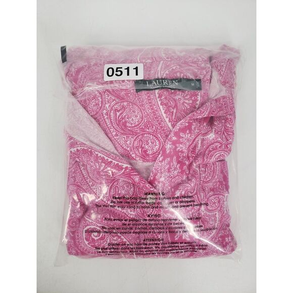 Lauren Ralph Lauren Monogram Roll Tab Shirt‎ Dress Paisley Pink Cotton Women's M - Picture 10 of 10